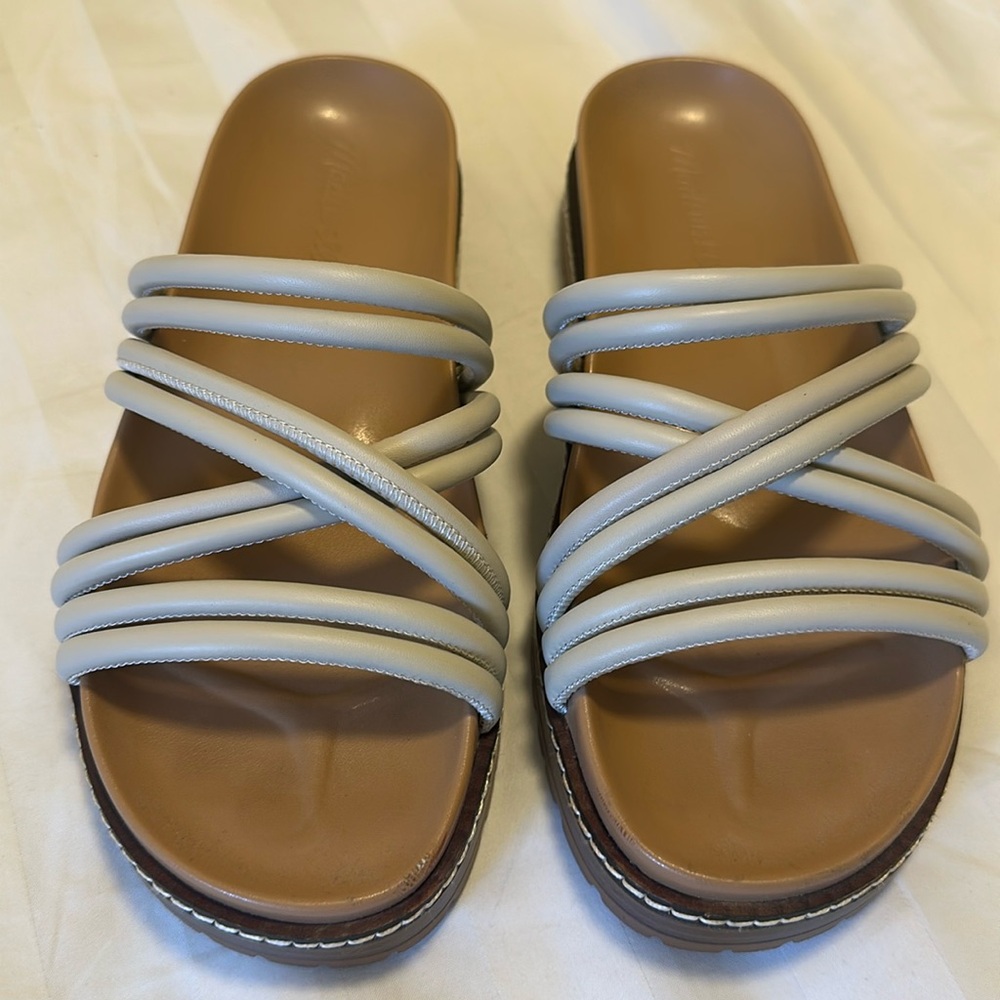 Madewell Multi-Strap Lugsole Slides in Leather size 7
